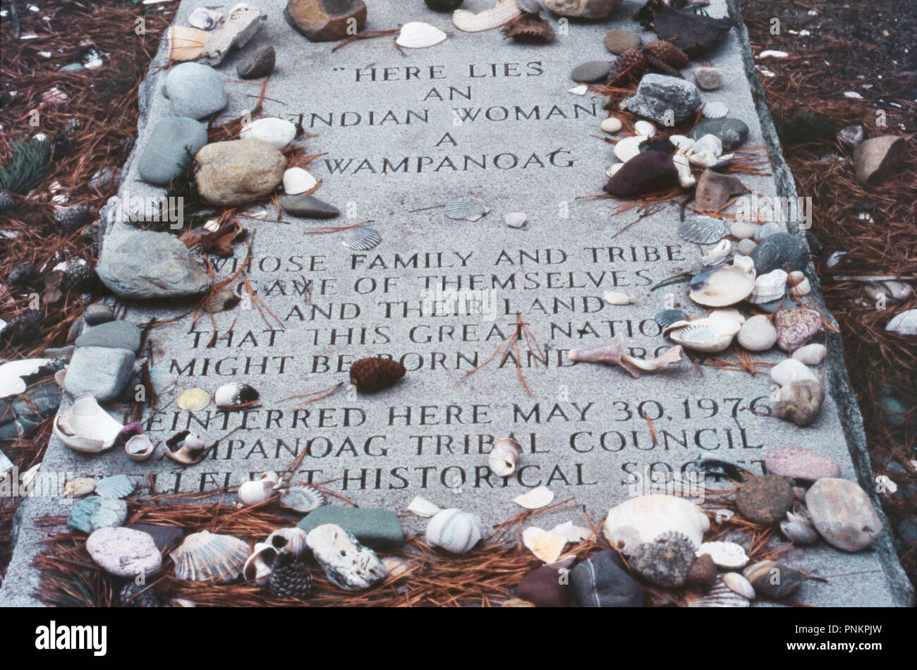 Die wampanoag Frau Grab, Cape Cod, Massachusetts. Foto Stockfoto
