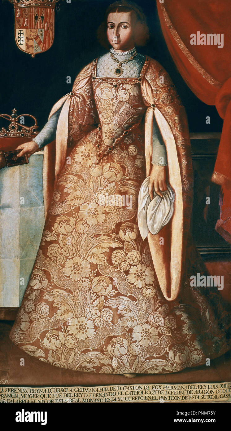 RETRATO DE GERMANA DE FOIX (1488-1538) SEGUNDA ESPOSA DE FERNANDO EL CATOLICO - SIGLO XVI. Autor: anonym. Lage: das Museo DE BELLAS ARTES - COLEGIO PIO V. Valencia. Spanien. Stockfoto