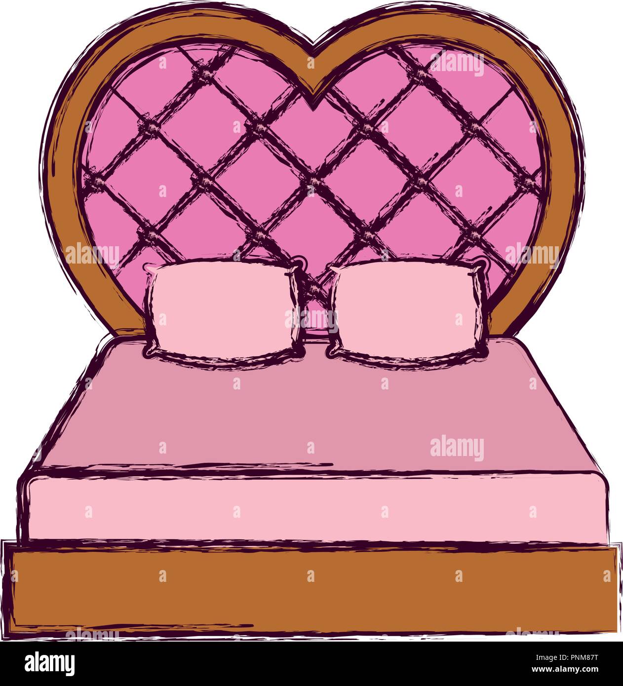 Bett in Herzform mit weißem Hintergrund, Vector Illustration  Stock-Vektorgrafik - Alamy