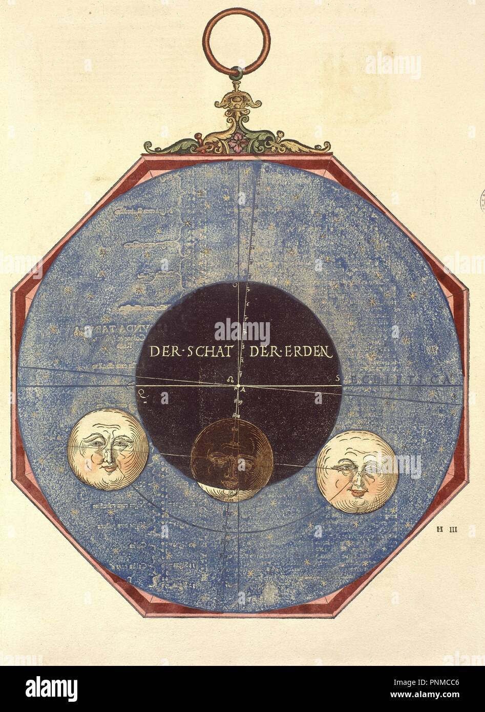 ASTRONOMICUM CAESAREUM 1540. Finsternisse. LIBRO ASTRONOMIA S XVI. Autor: APIANO PEDRO. Lage: Biblioteca Nacional - coleccion. MADRID. Spanien. Stockfoto