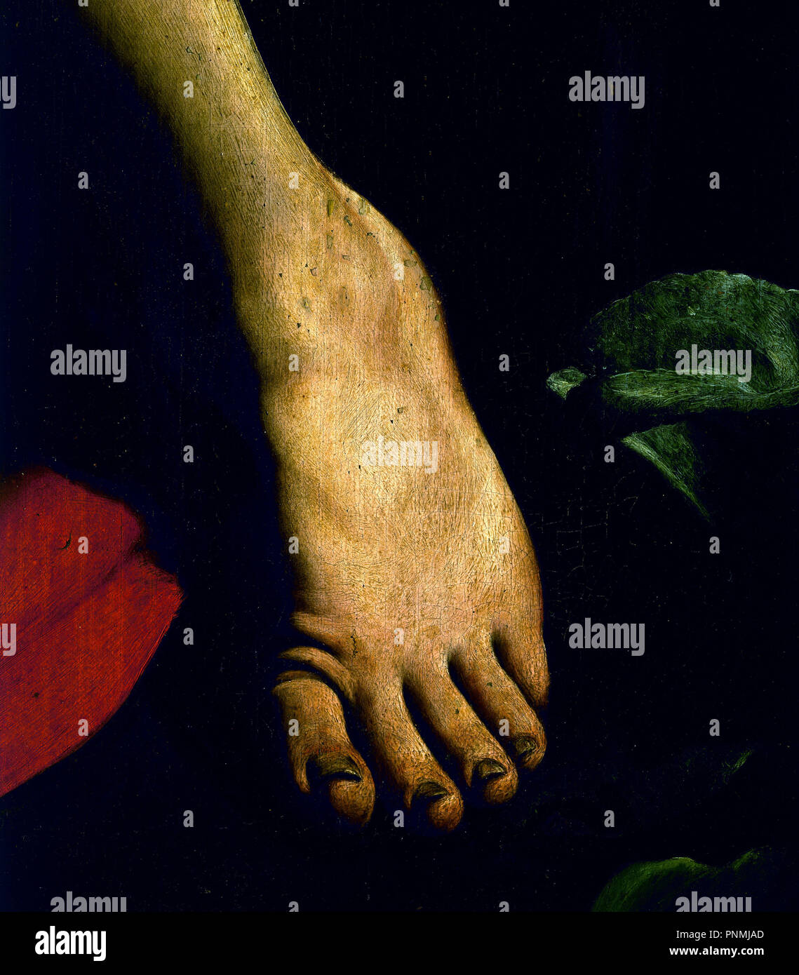 SAN JUAN BAUTISTA - 1597-98 - las mejores DEL PIE-OLEO/LIENZO - BARROCO ITALIANO - KONJ Nr. 62632. Autor: caravaggio. Lage: CATEDRAL - Interieur. Toledo. Spanien. Stockfoto