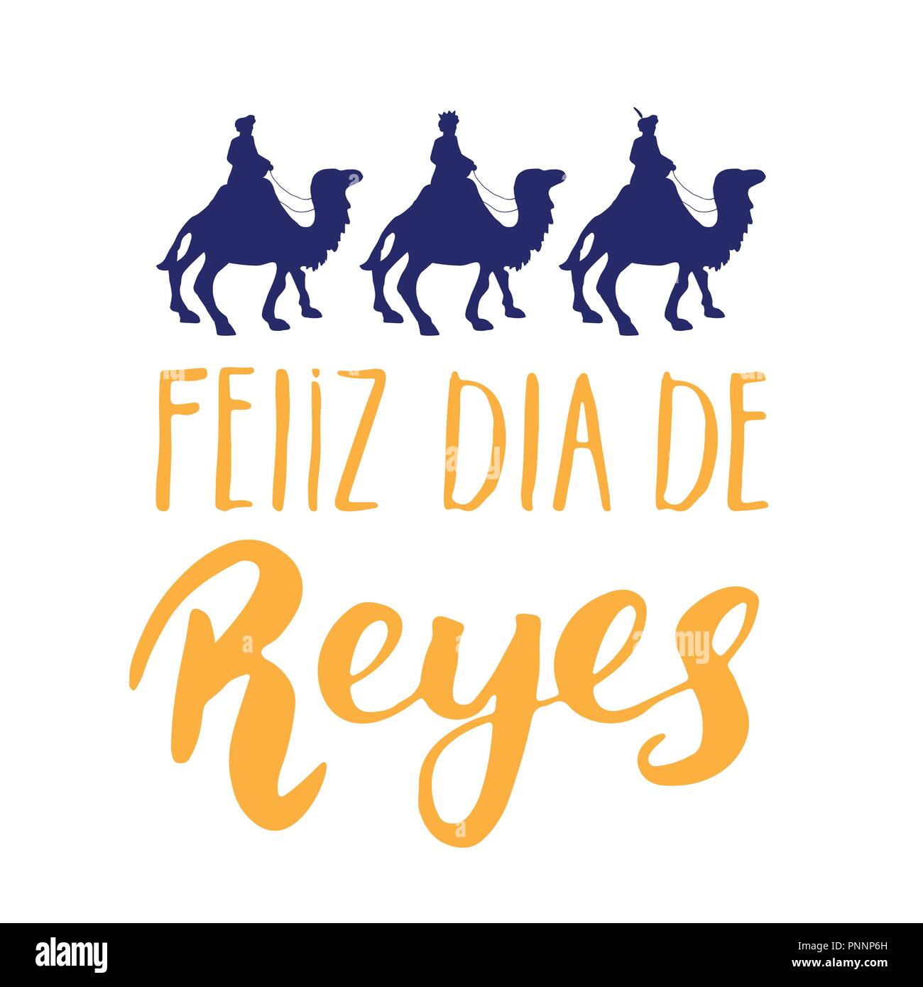 Feliz Dia de Reyes, glücklichen Tag der Könige, Kalligraphische Schrift. Typografische Grüße Design. Kalligraphie Schrift für den Urlaub wünscht. Hand gezeichnet. L Stock Vektor