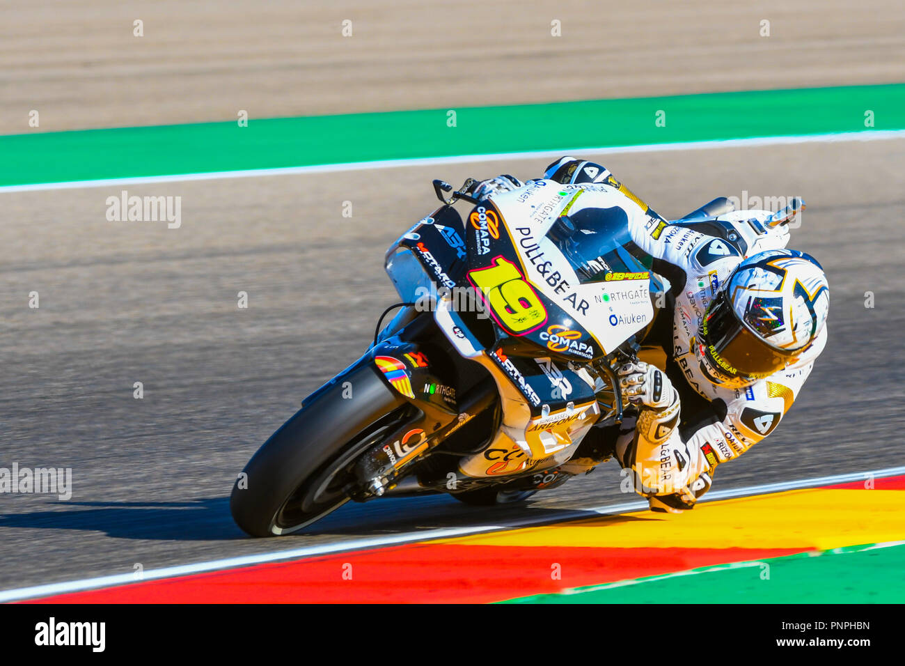 ALVARO BAUTISTA (19) von Spanien und Angel Nieto Team während der MOTO GP Freies Training 3 des Grand Prix im Motorland Aragon Rennbahn in Alcañiz, Spanien am 22. September 2018 (Foto: Alvaro Sanchez) Stockfoto