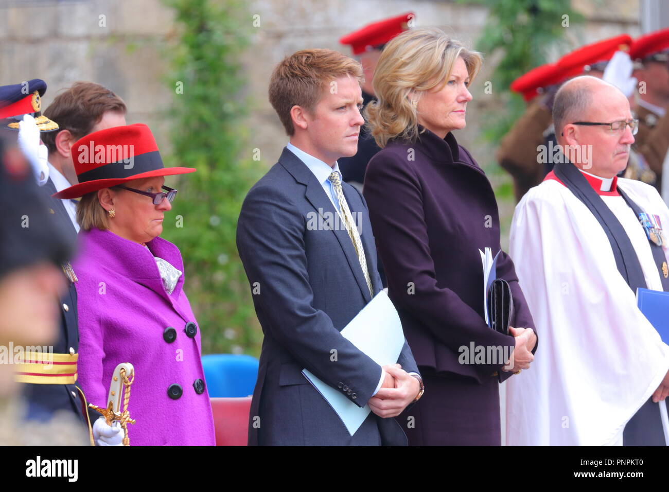 Leeds, Großbritannien. 22. September 2018. Prinz Charles Besuch in Bramham Park in Queens eigenen Yeomanry Regiment mit einem neuen Guidon vorhanden. Credit: Yorkshire Pics/Alamy leben Nachrichten Stockfoto