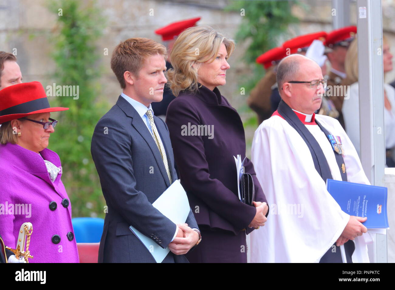 Leeds, Großbritannien. 22. September 2018. Prinz Charles Besuch in Bramham Park in Queens eigenen Yeomanry Regiment mit einem neuen Guidon vorhanden. Credit: Yorkshire Pics/Alamy leben Nachrichten Stockfoto