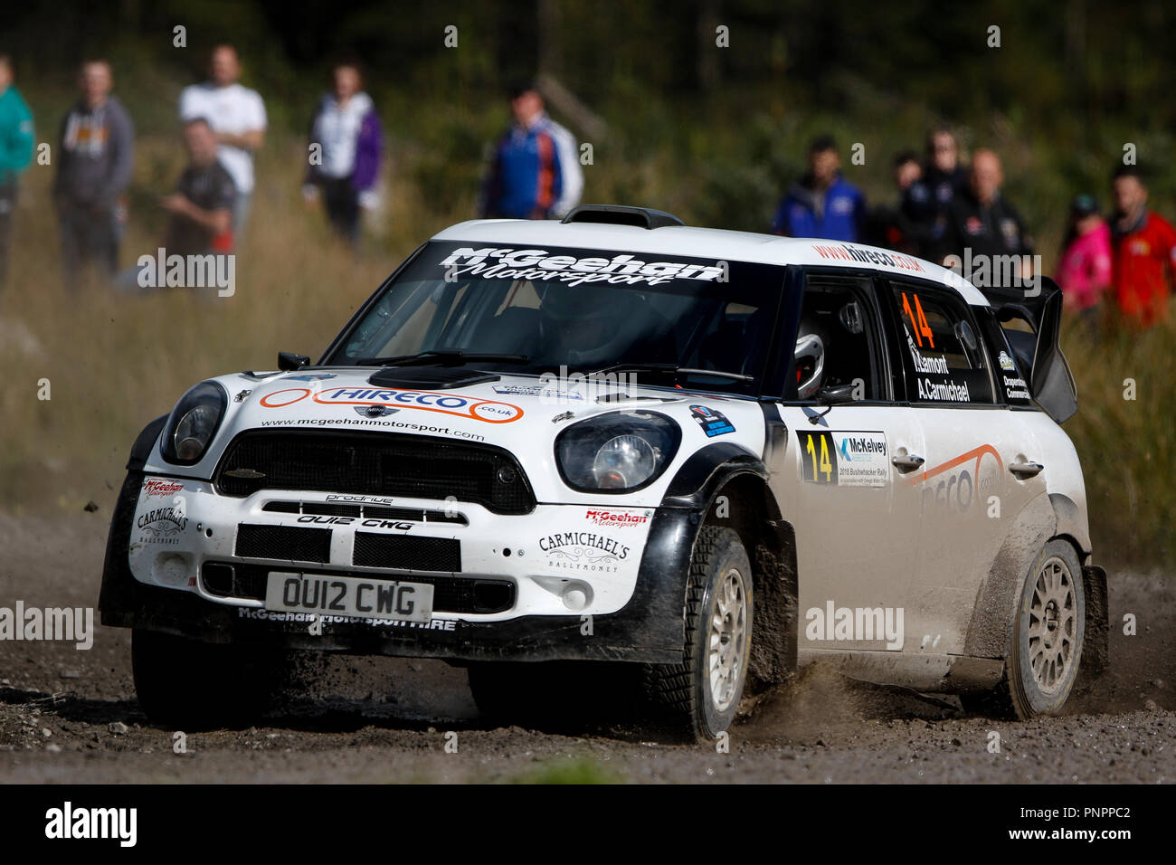 Omagh, Irland. Samstag, 22. September 2018. Alan Carmichael und Ivor Lamont (Mini WRC) Ende in der 11. Platz in der Gesamtwertung der Credit: Graham Service/Alamy leben Nachrichten Stockfoto