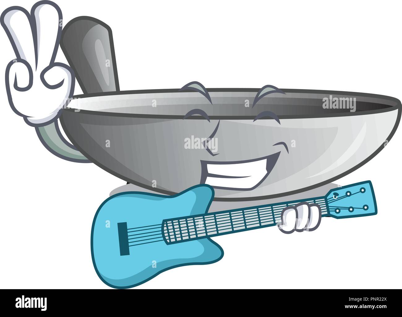 Mit Gitarre cartoon Wok auf der Küchengeräte Stock-Vektorgrafik - Alamy