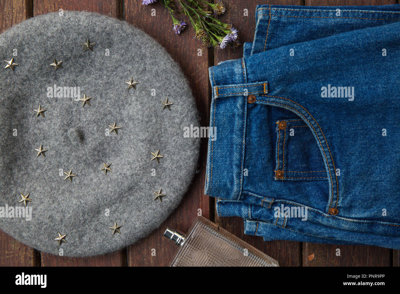 Herbst Zubehör und Einzelteile, flach. Fashion Concept Stockfoto