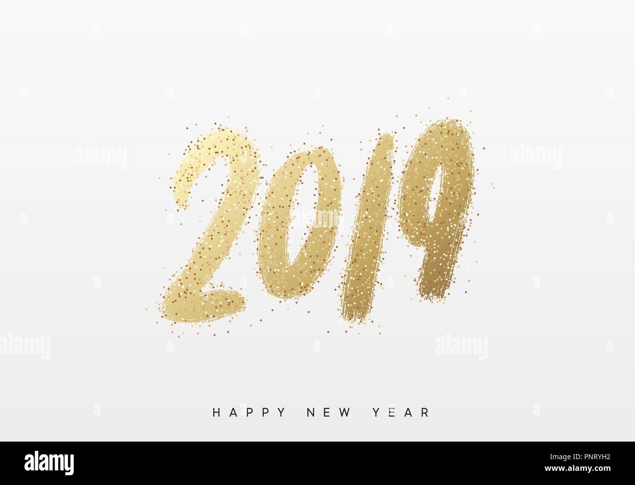 2019 für das neue Jahr. Text golden mit Hell funkelt. Stock Vektor