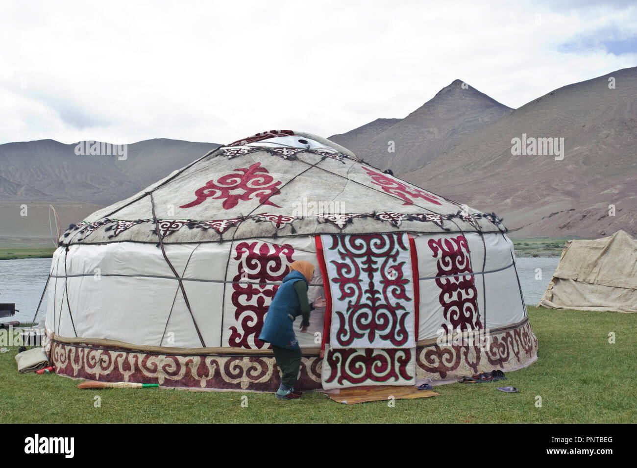 Die Jurte, die zu einem kirgisischen Familie (Tadschikistan) Stockfoto