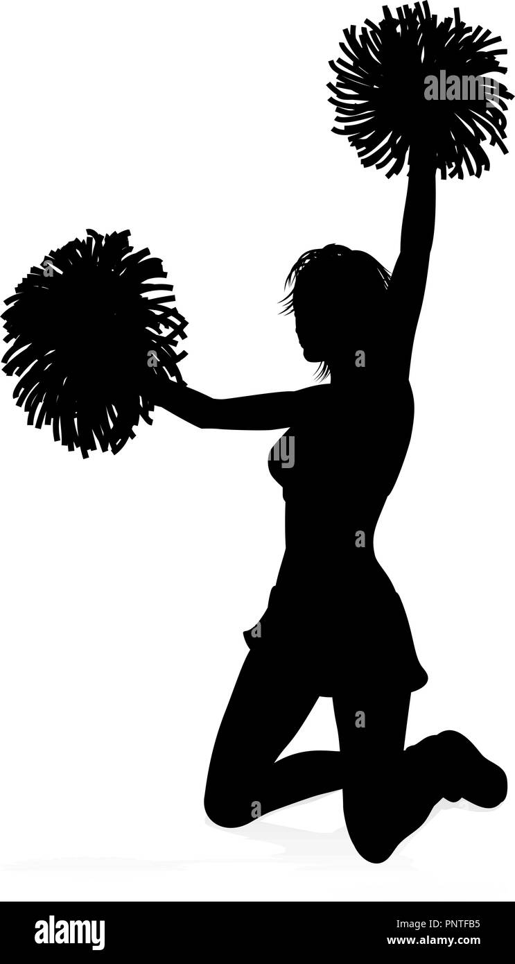 Cheerleader Pom Poms Silhouette Stock Vektor