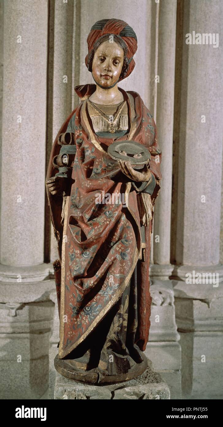 SANTA LUCIA - SIGLO XVI. Autor: CORNELIUS DE HOLANDA / CORNELIS DE HOLANDA. Lage: CATEDRAL Museo Diocesano. Orense. Spanien. Stockfoto