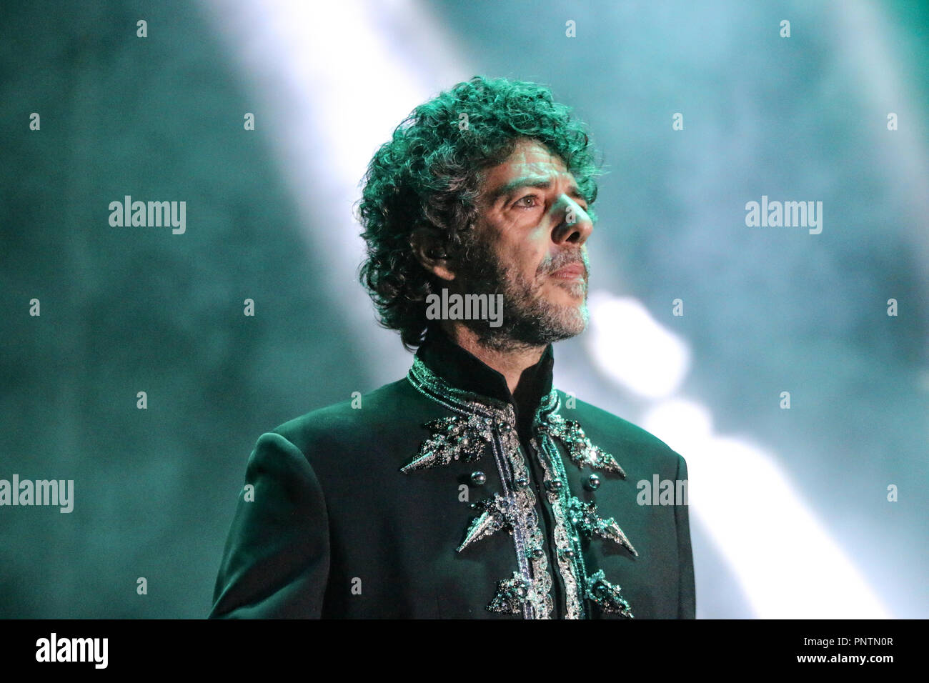 Max Gazzè im Konzert in Matera, der Europäischen Kulturhauptstadt 2019, während der drei Tage der Materadio (Foto von Cosimo Martemucci/Pacific Press) Stockfoto