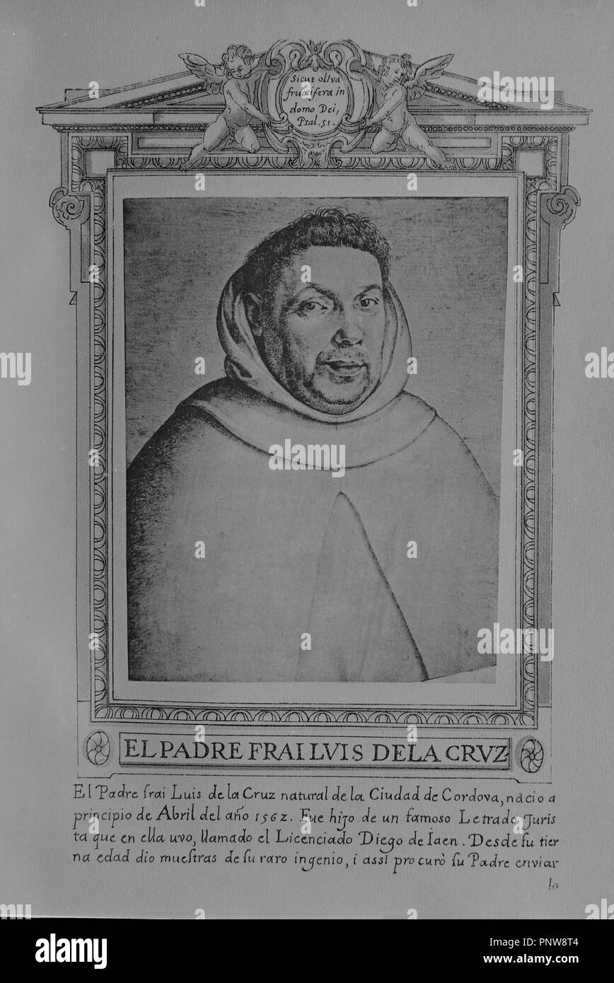 FRAY LUIS DE LA CRUZ - LIBRO DE RETRATOS DE ILUSTRES Y VARONES MEMORABLES - 1599. Autor: Pacheco, Francisco. Lage: Museo Lázaro Galdiano - coleccion. MADRID. Spanien. Stockfoto