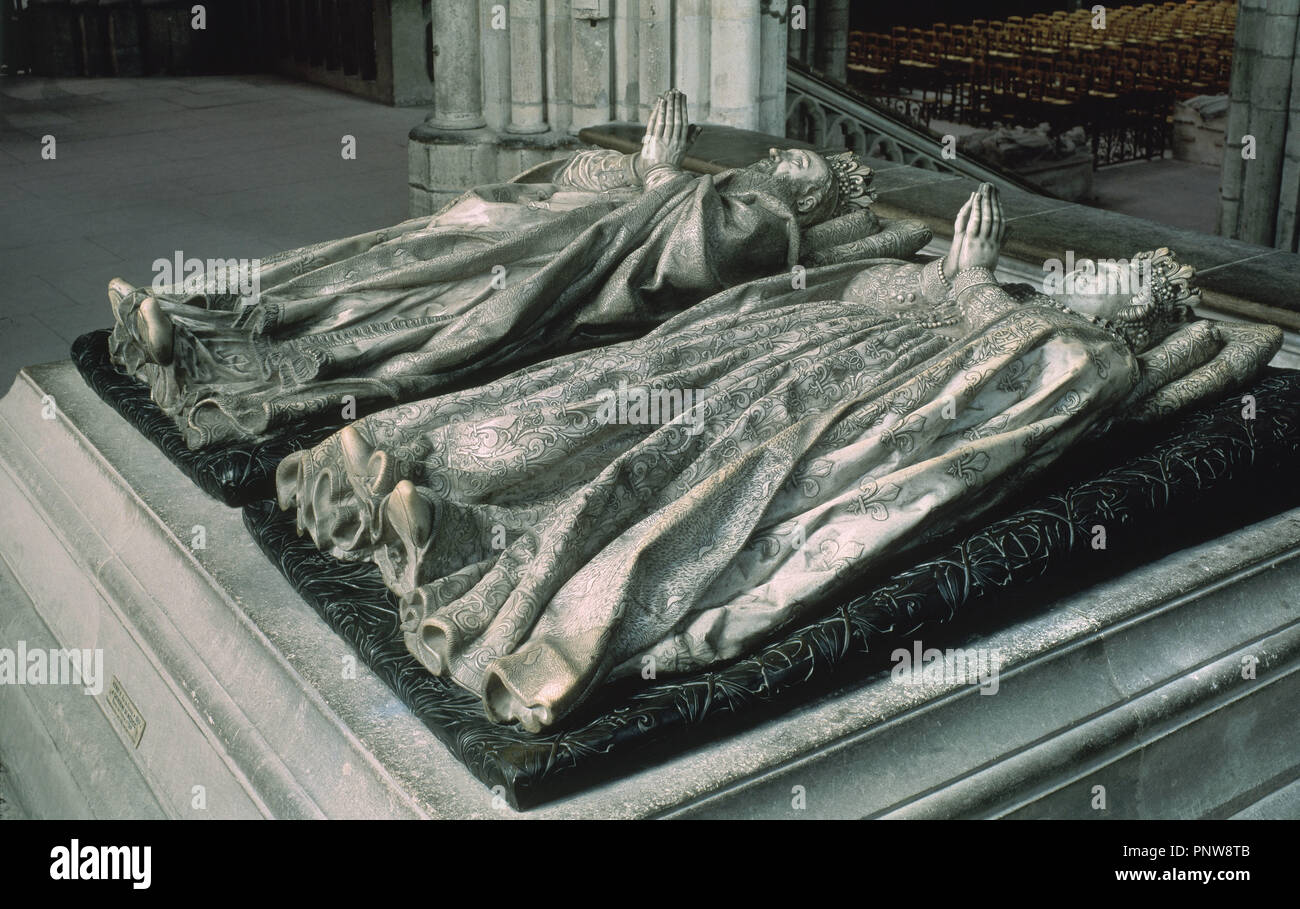 TUMBA DE ENRIQUE II Y DE CATALINA DE MEDICIS-S XVI. Autor: PILON GERMAIN/PRIMATICE FRANCESCO. Lage: Catedral. SAINT DENIS. Stockfoto