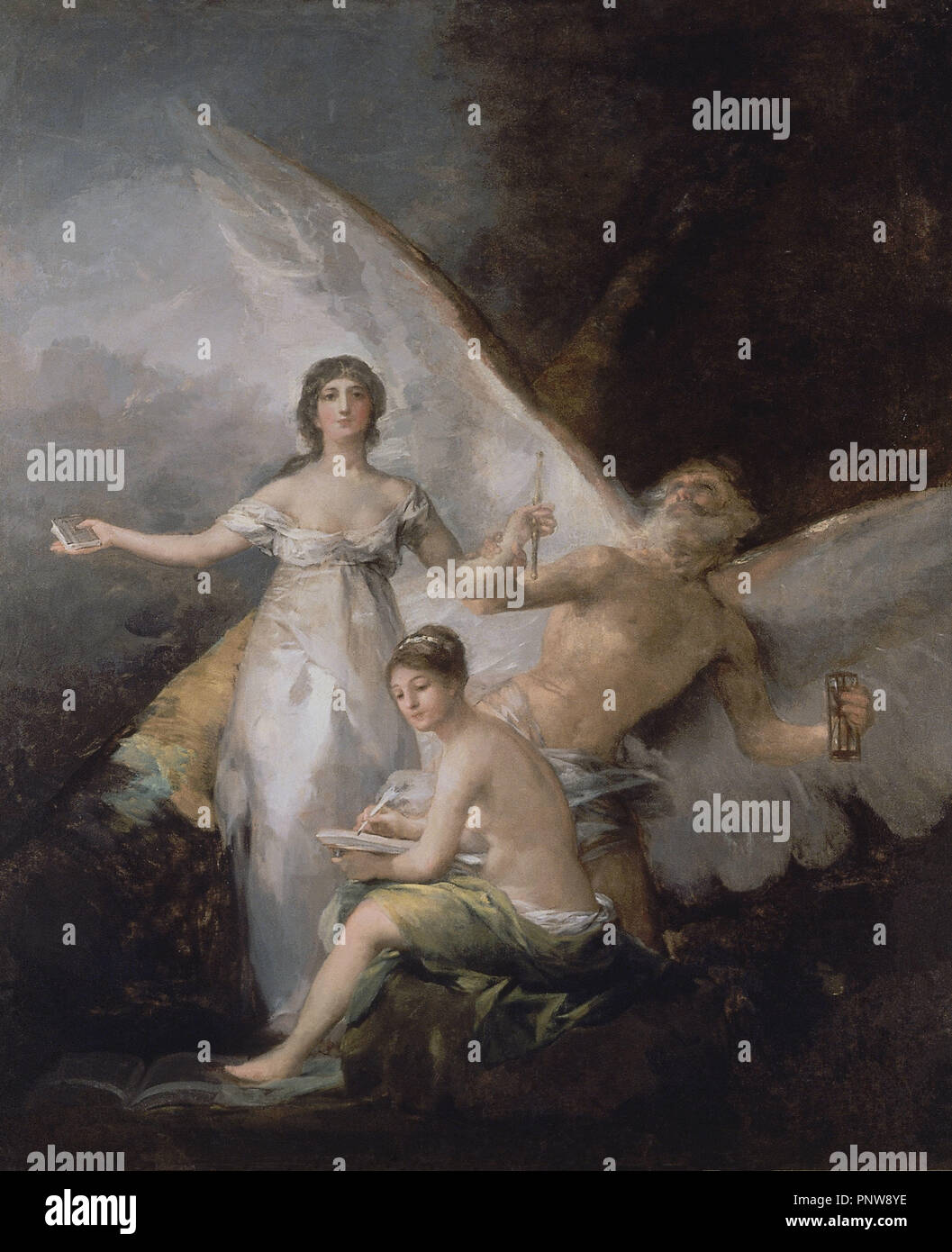 "Wahrheit, durch die Zeit gerettet, beobachtet von Geschichte', 1800-1812, Öl auf Leinwand, 294 x 244 cm. Thema: Goya, Francisco de. Lage: National Museum. STOCKHOLM. Stockfoto