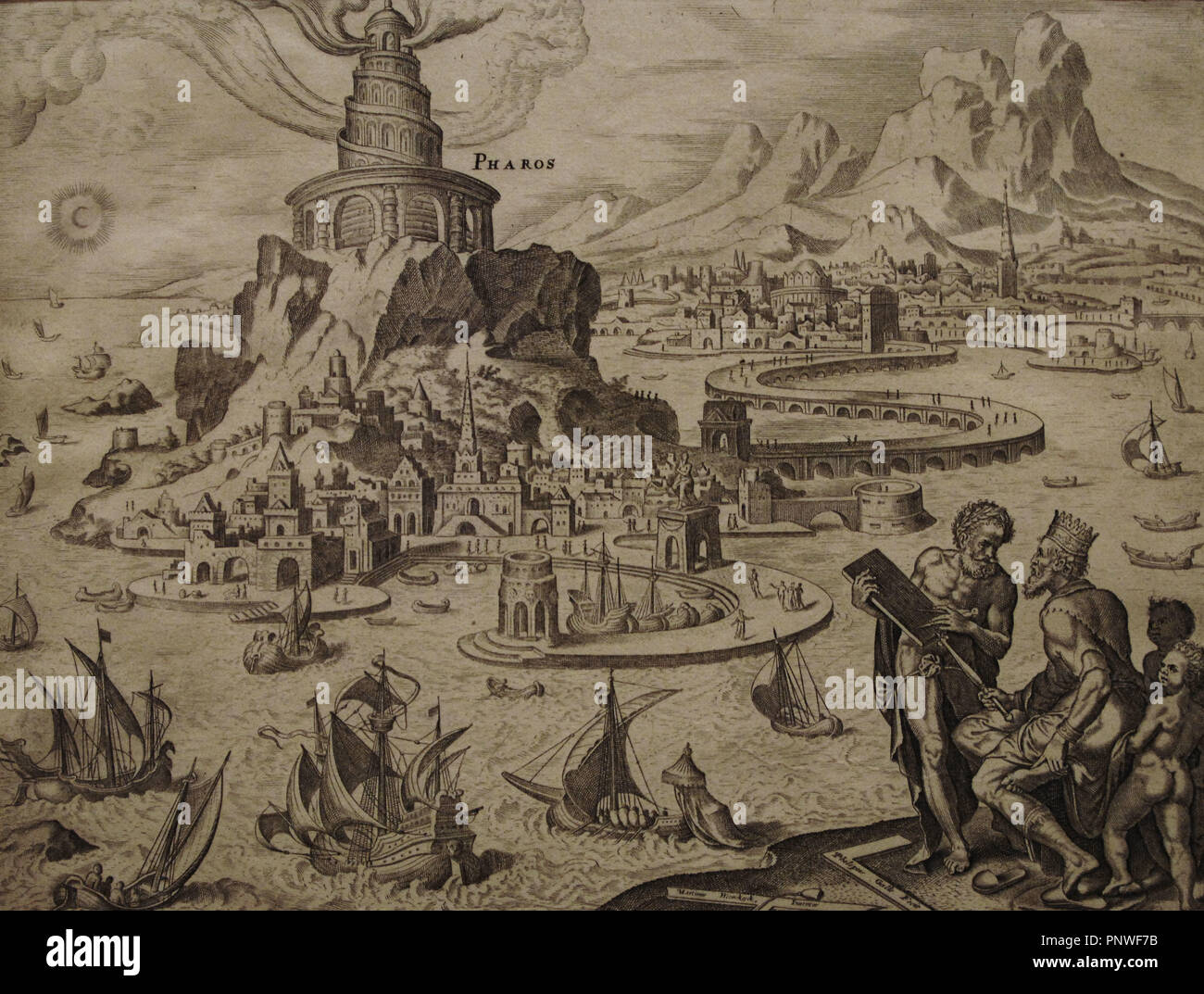 Sieben Weltwunder Der Antike Leuchtturm Von Alexandria Kupferstich Von Philipp Galle 1537 1612 Nach Martin Van Heemskerck 1498 1574 16 Jahrhundert Das Nelson Atkins Museum Of Art Kansas City Usa Stockfotografie Alamy