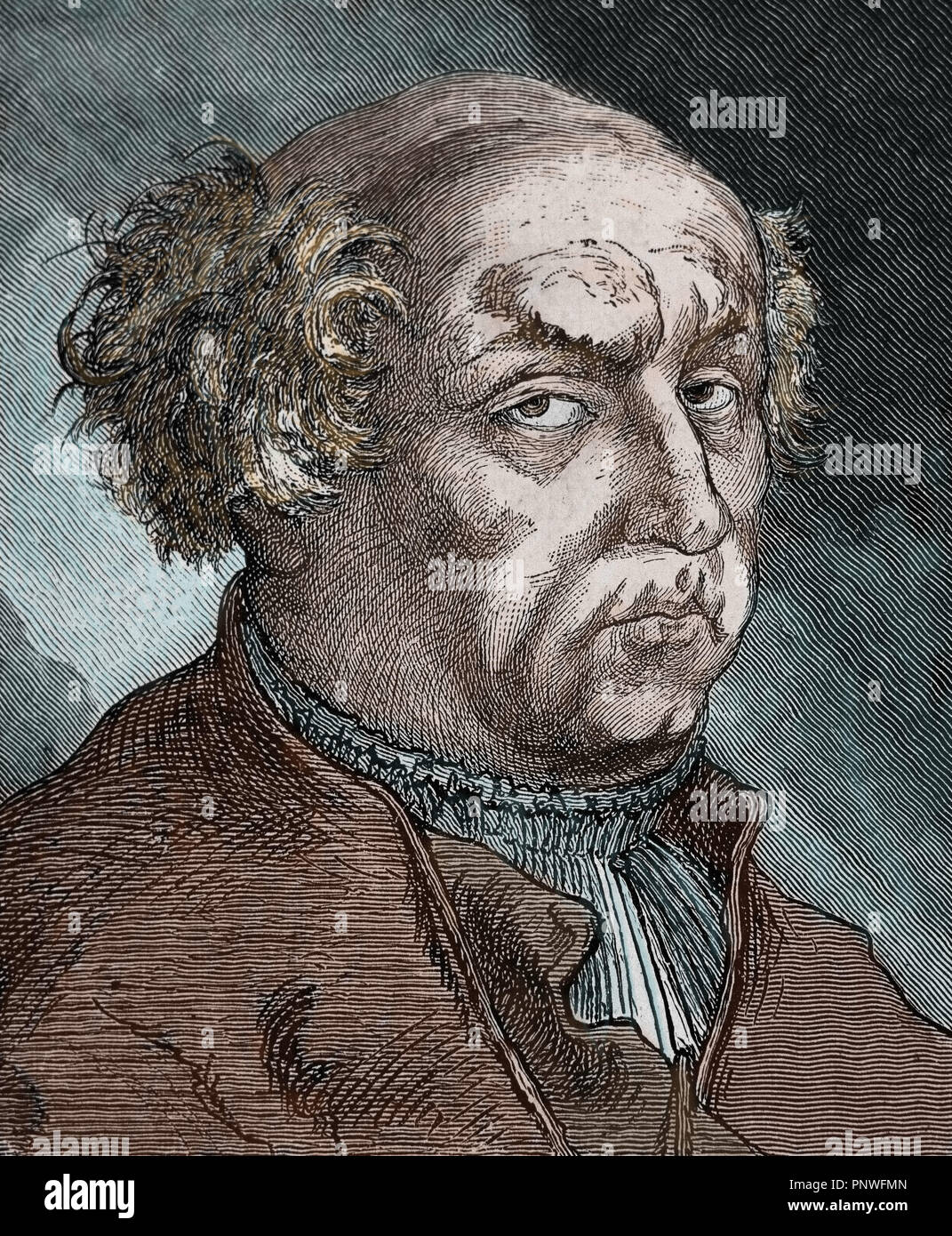 Paracelsus (Philippus Aureolus Theophrastus Bombastus von Hohenheim) (1493-1541). Schweizer Arzt, Botaniker, Alchemist, Astrologe und allgemeine Okkultisten. Gravur. Stockfoto