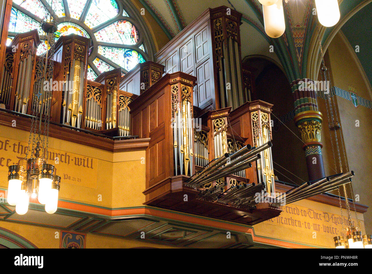 Orgel in der Kathedrale der Madeleine. Salt Lake City, Utah, USA. Stockfoto