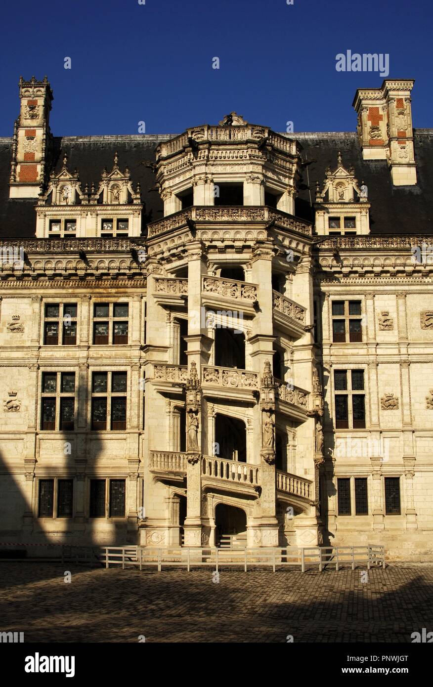 Frankreich. Blois. Königliche Schloss. Die Wendeltreppe in der Franziskus ich Flügel. 16. Jahrhundert. Stockfoto