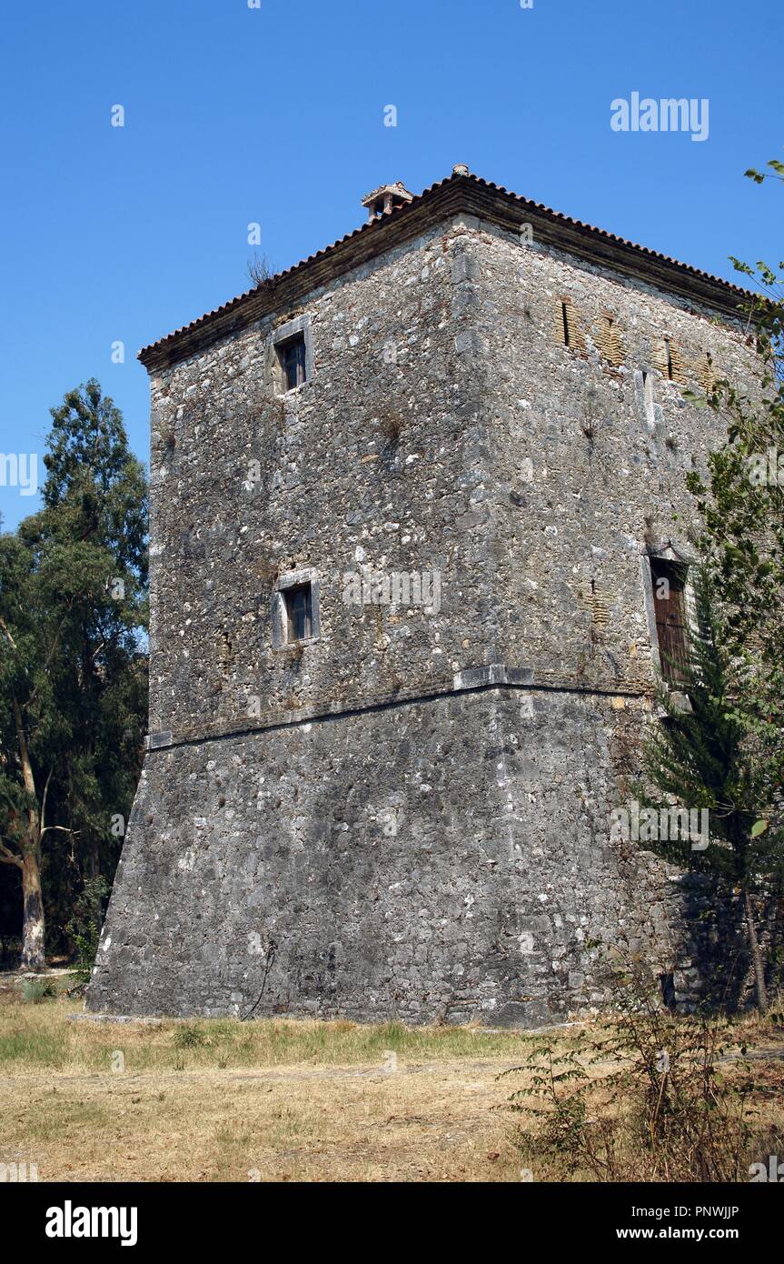 Albanien. Butrint. Venezianischen Turm. 15. und 16. Jahrhundert. Stockfoto