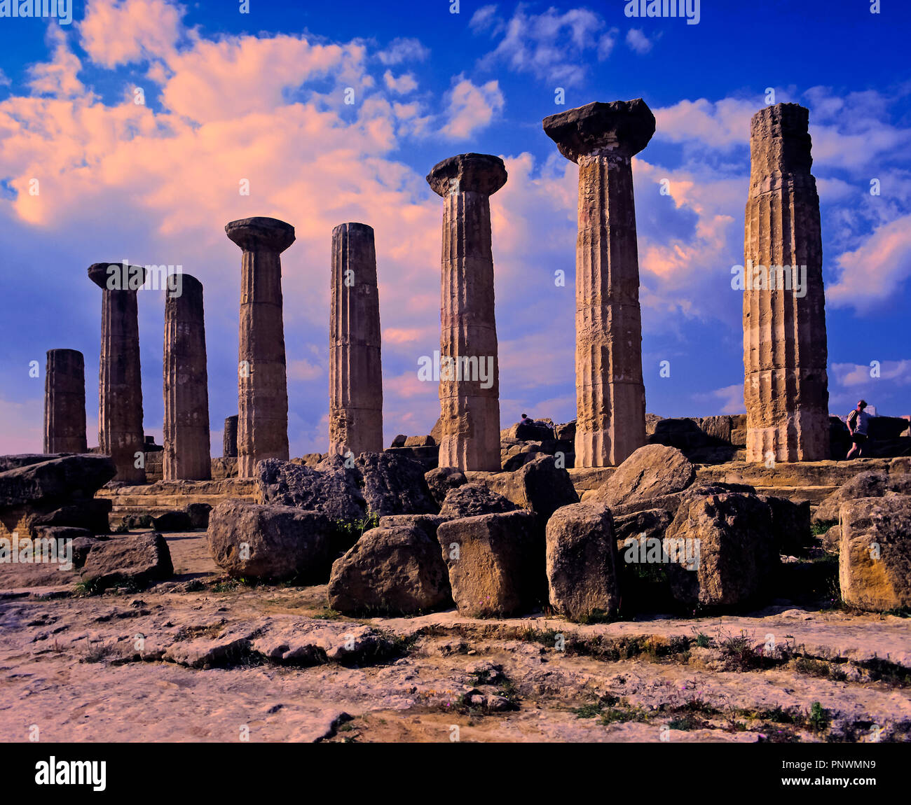 Tempel des Herakles - 5. vorchristlichen Jahrhundert. Tal der Tempel. Agrigent. Sizilien. Italien. Europa Stockfoto