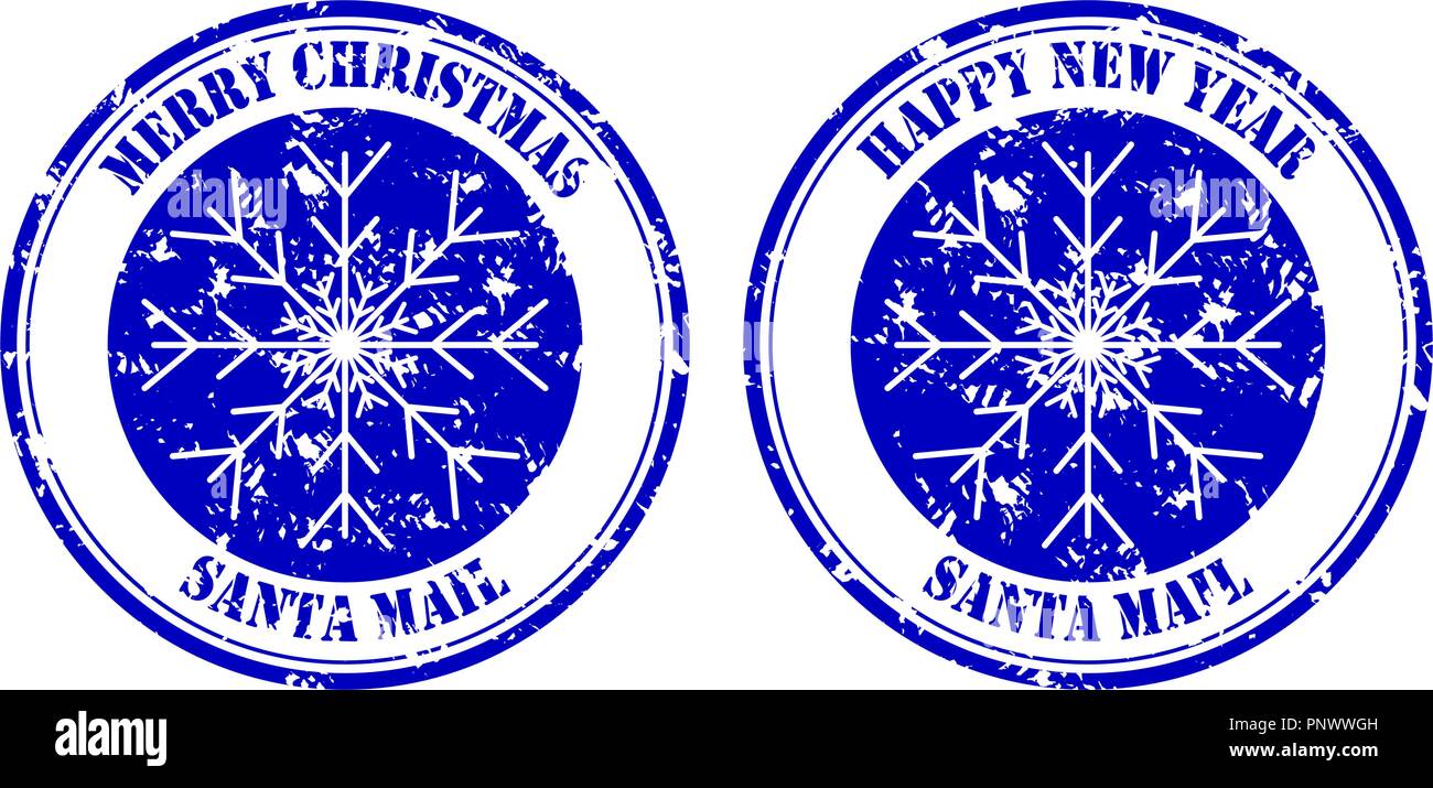 Santa mail Stempel, frohes Neues Jahr und Frohe Weihnachten. Stempel Post Grunge, xmas Porto, neues Jahr Stock Vektor