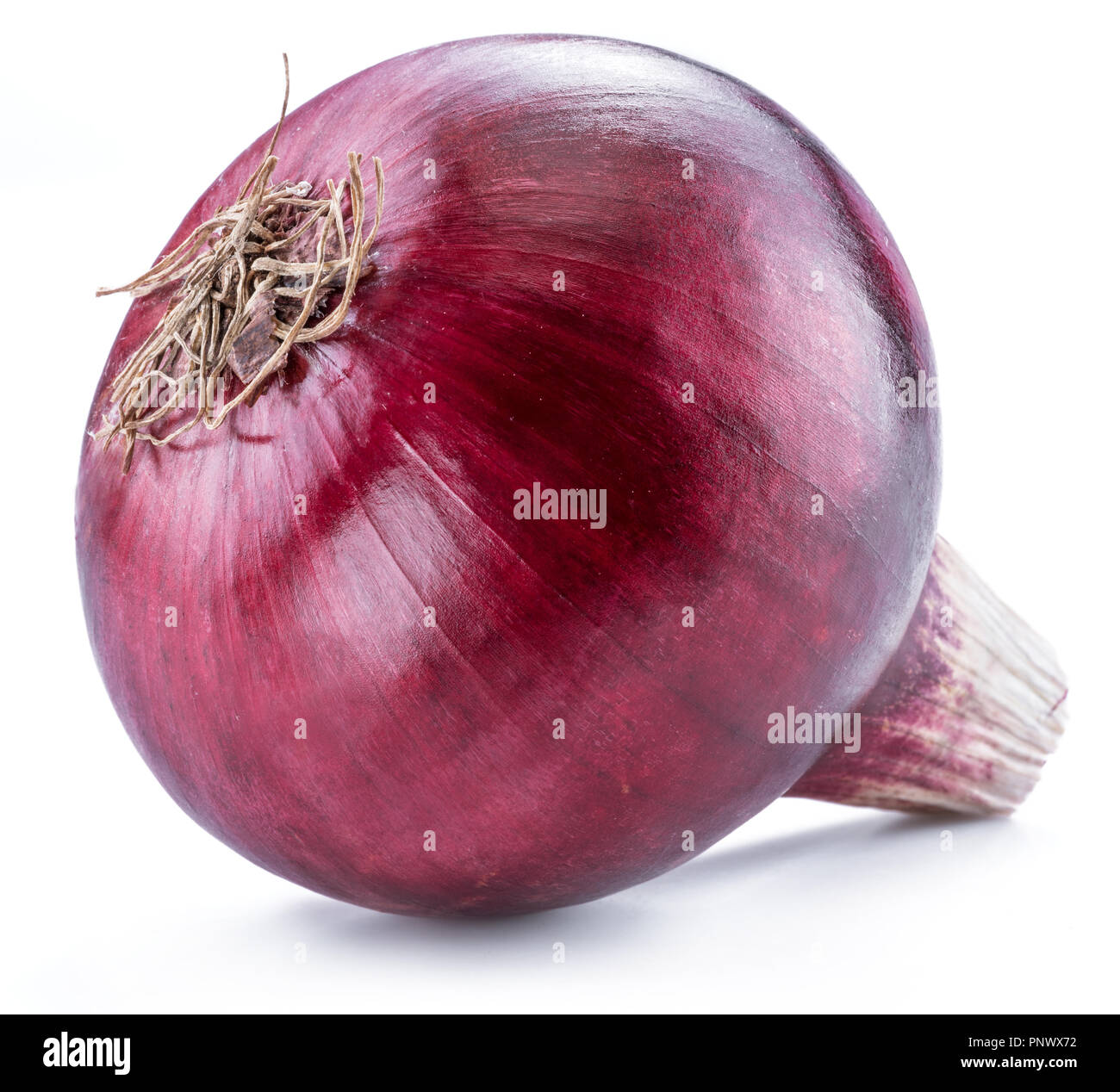 Rote Zwiebel auf weißem Hintergrund. Makro. Stockfoto