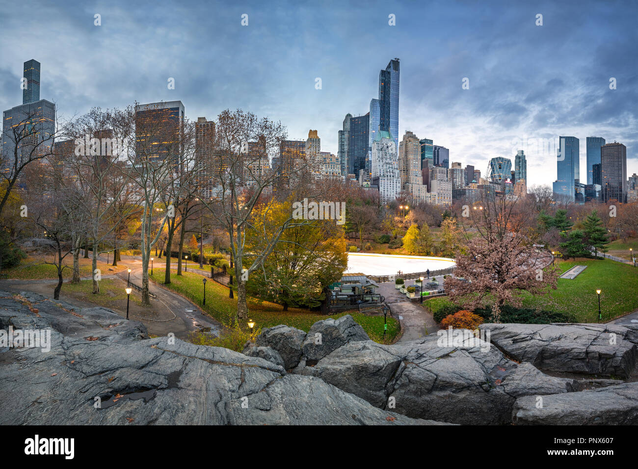 Central Park im Herbst morgen Stockfoto