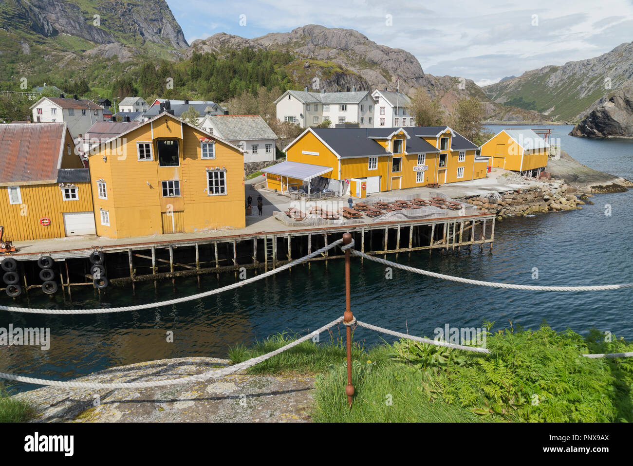 Nusfjod Dorf in Norwegen Stockfoto