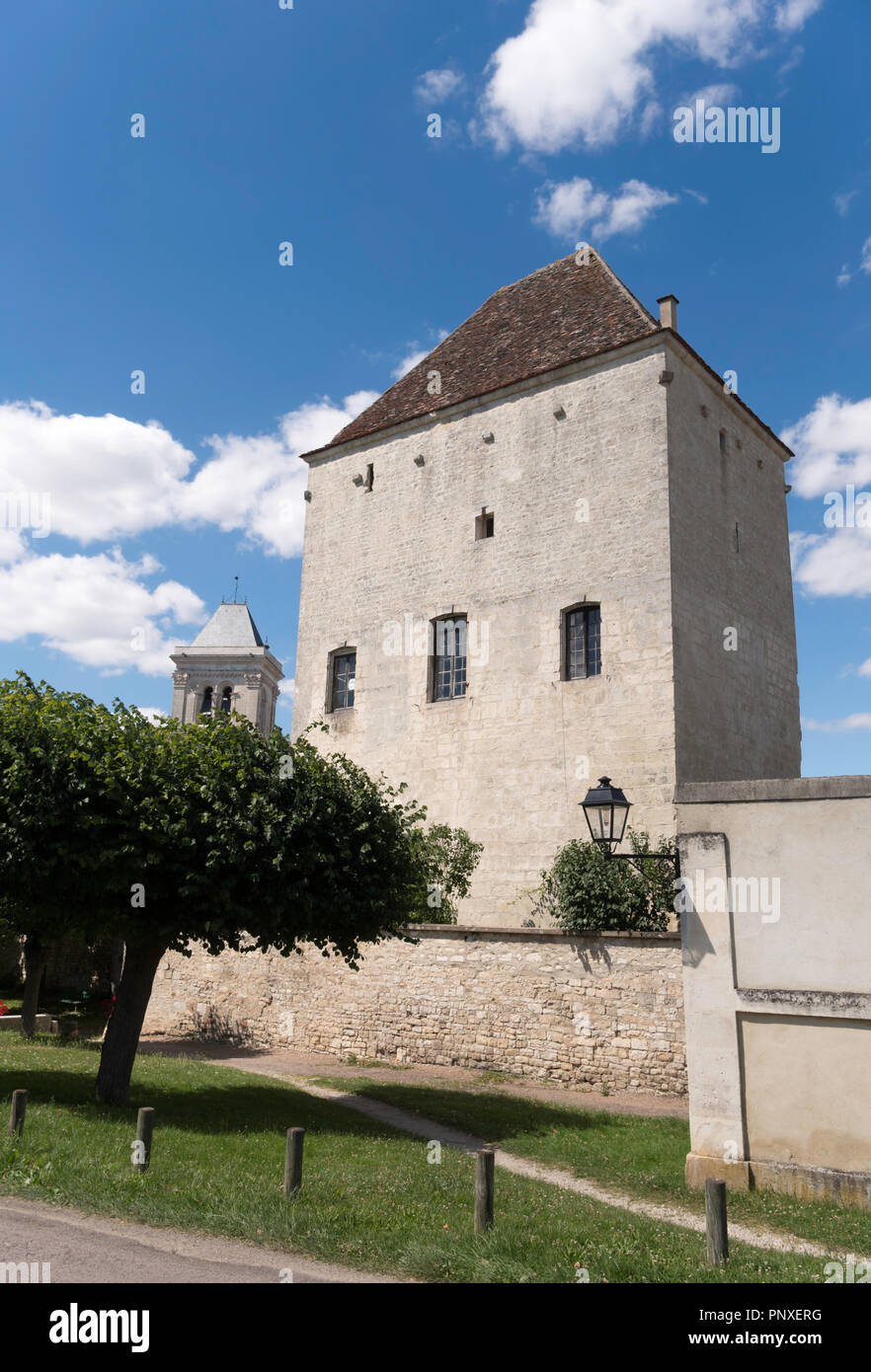 Der Donjon oder Schloss halten in Cravant, Yonne, Burgund, Frankreich, Europa Stockfoto