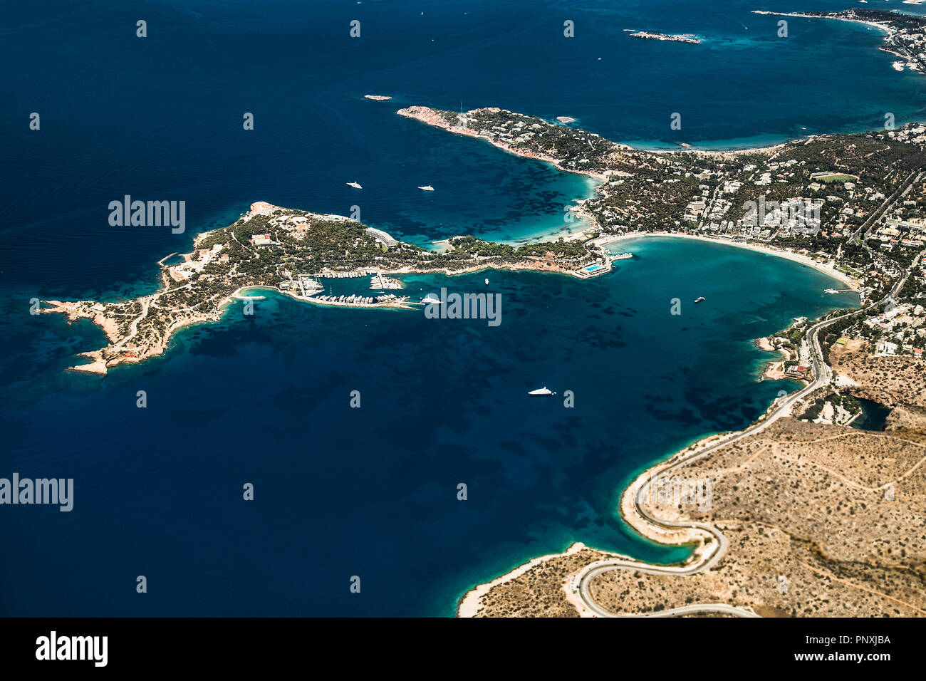 Vula und Vari Landschaft aus der Luft, in der Nähe von Athen, Griechenland. Stockfoto