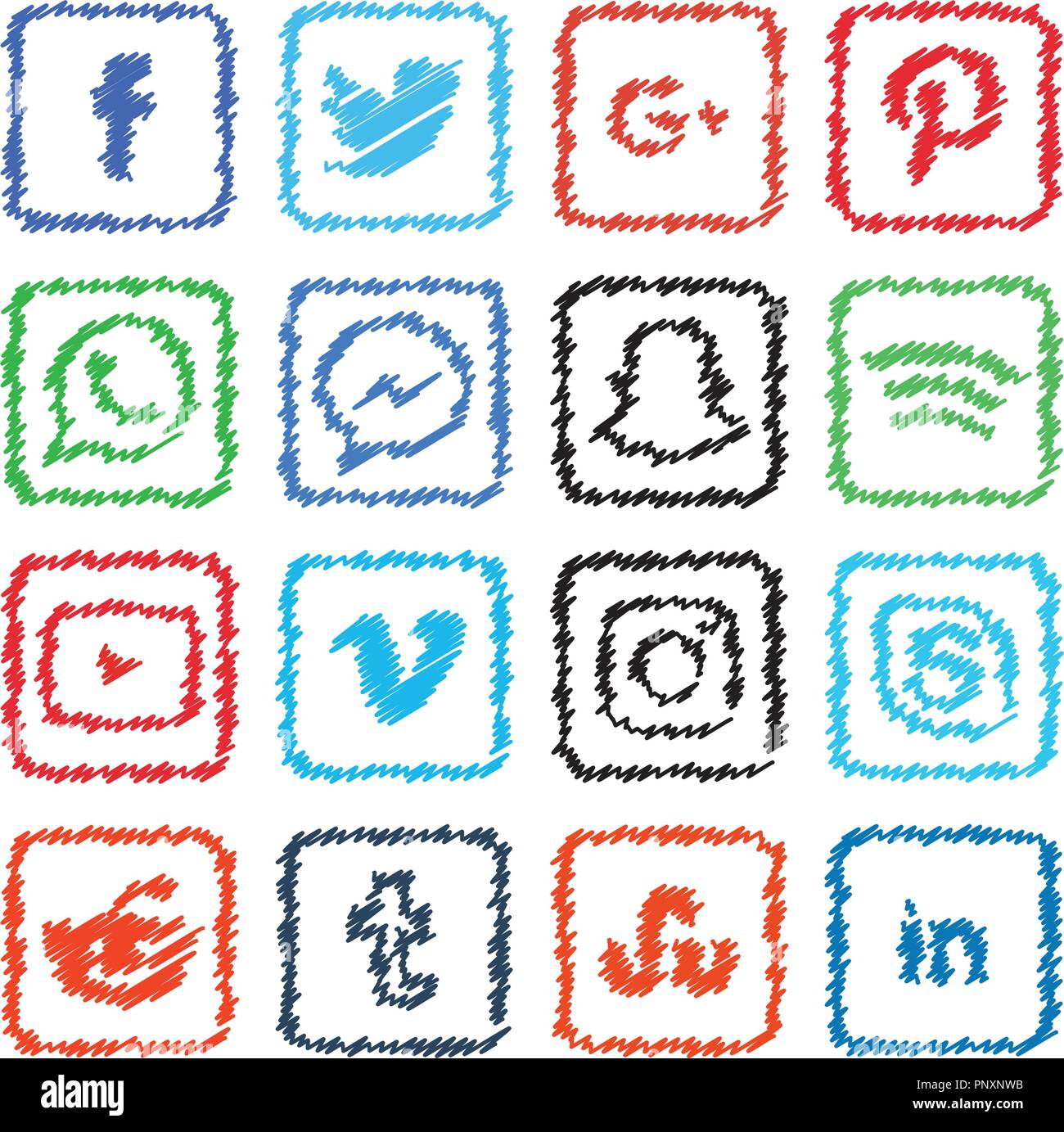 Scribble social media Icon template Vector Illustration Stock Vektor