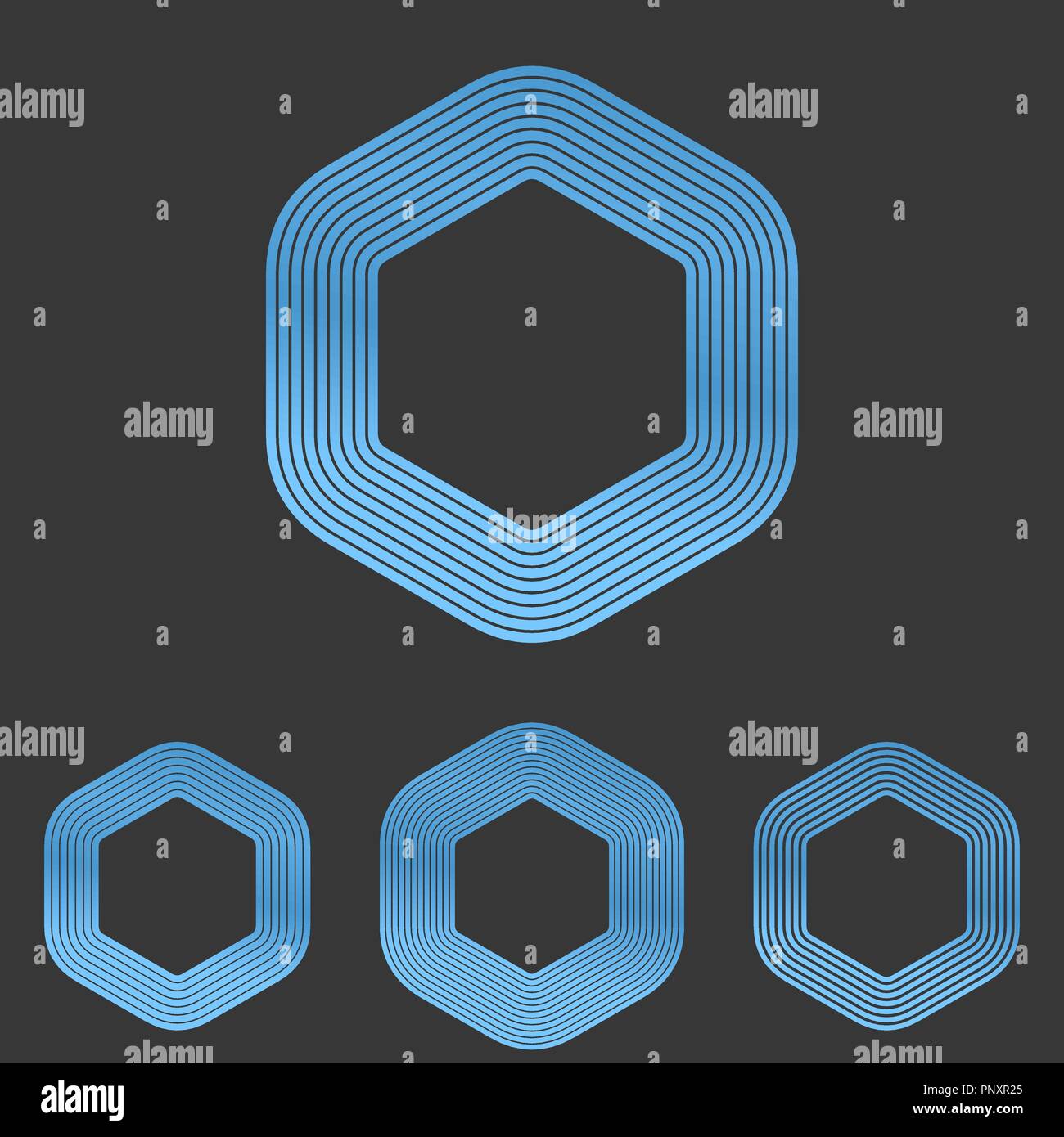 Blue Line sechseckige Logo Design. Stock Vektor