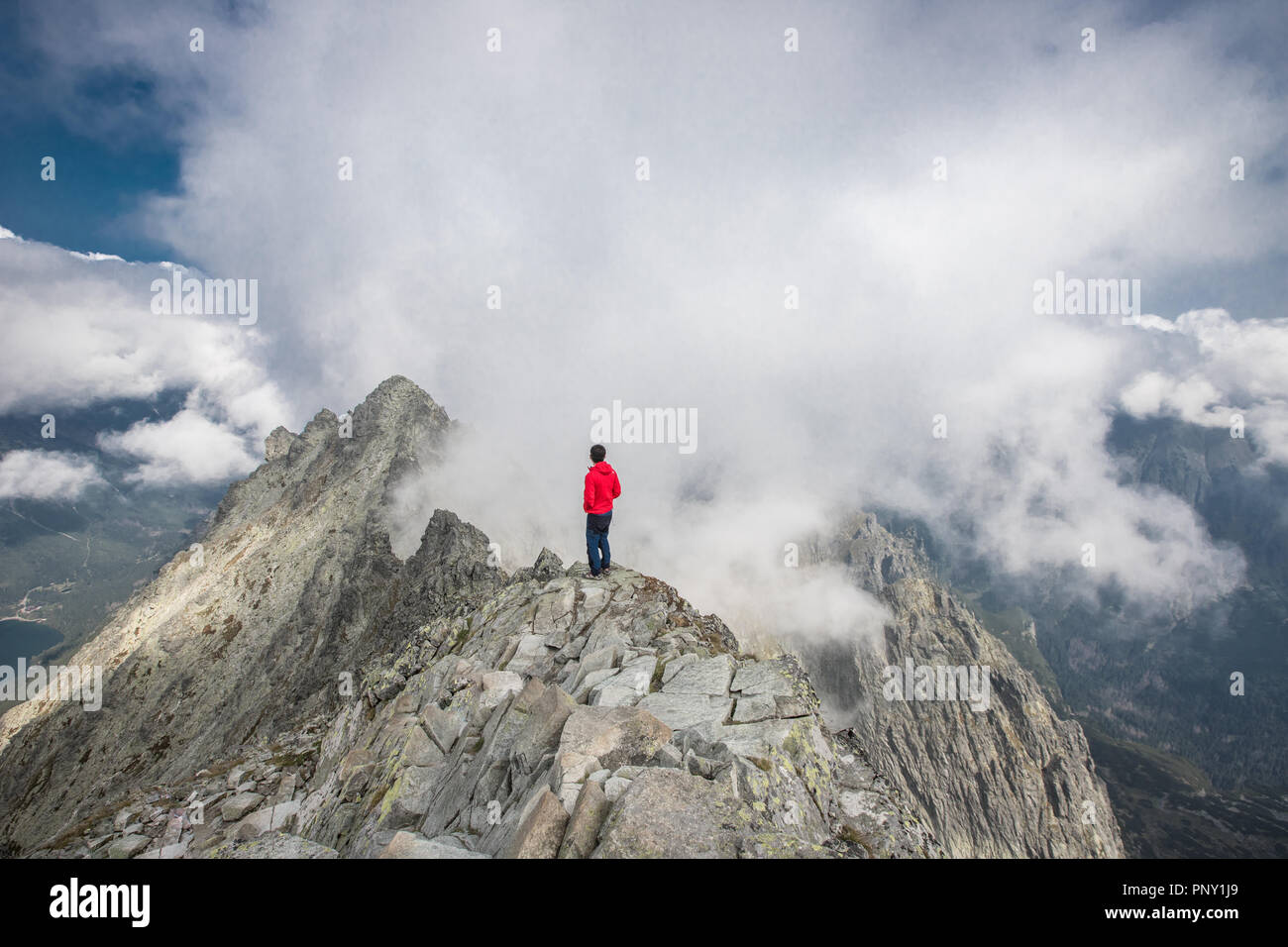 Gipfel des Mount Rysy in Tatra Stockfoto