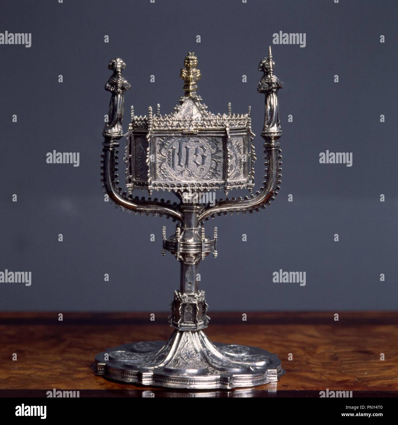 Cup ostensorium, aus dem 15. Jahrhundert. Obrador von Lleida. Stockfoto