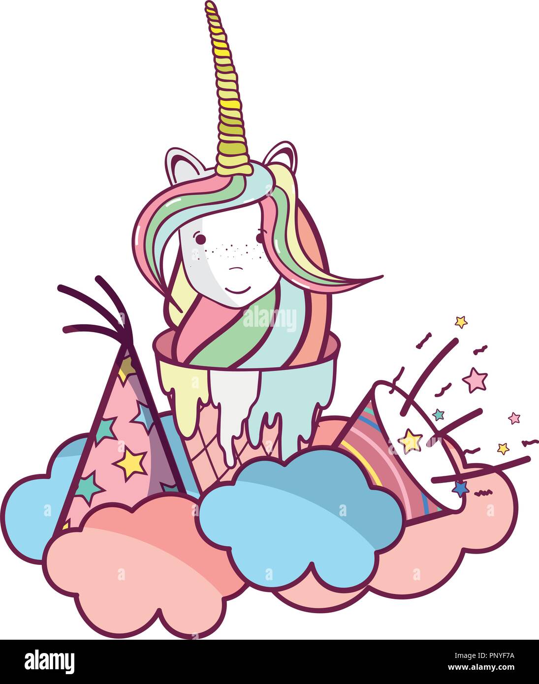 Happy birthday Einhorn cartoons Stock Vektor