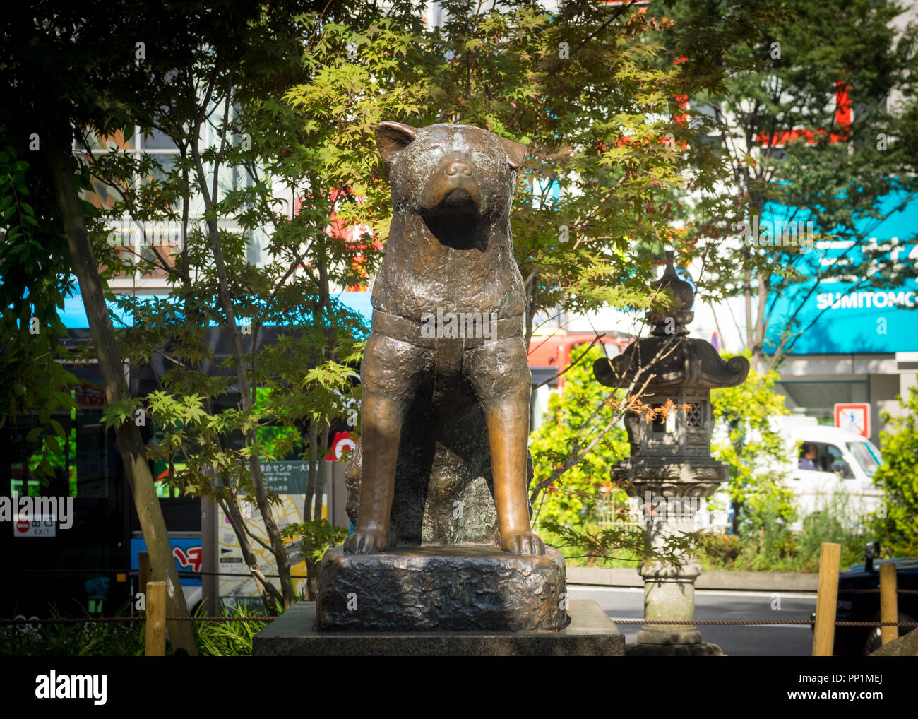 Eine Statue des berühmten Hund Hachiko, außerhalb von Shibuya Bahnhof in Shibuya, Tokio, Japan. Stockfoto