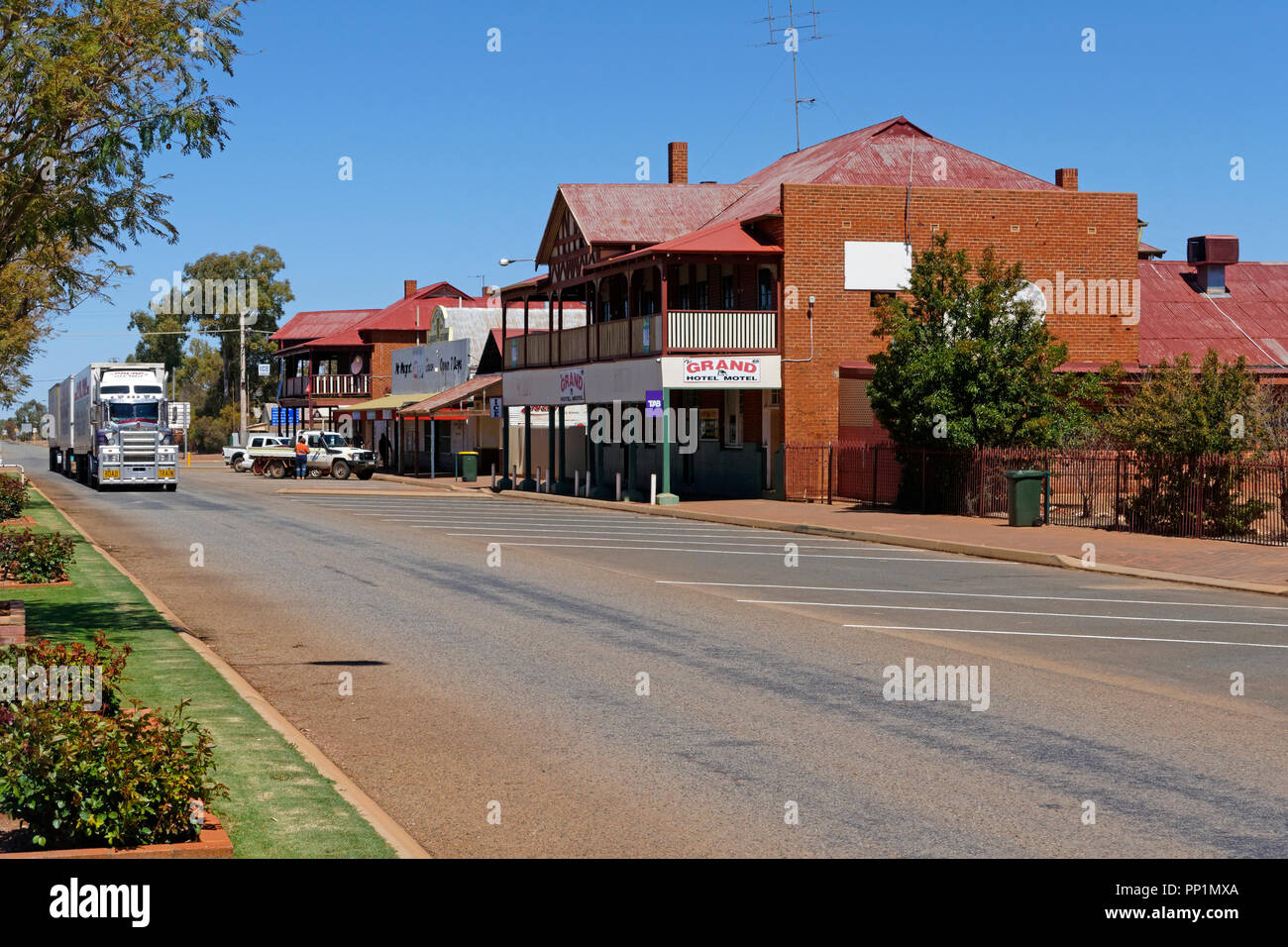 Australische Goldgräberstadt Hauptstraße, Mount Magnet, Murchison, Western Australia Stockfoto