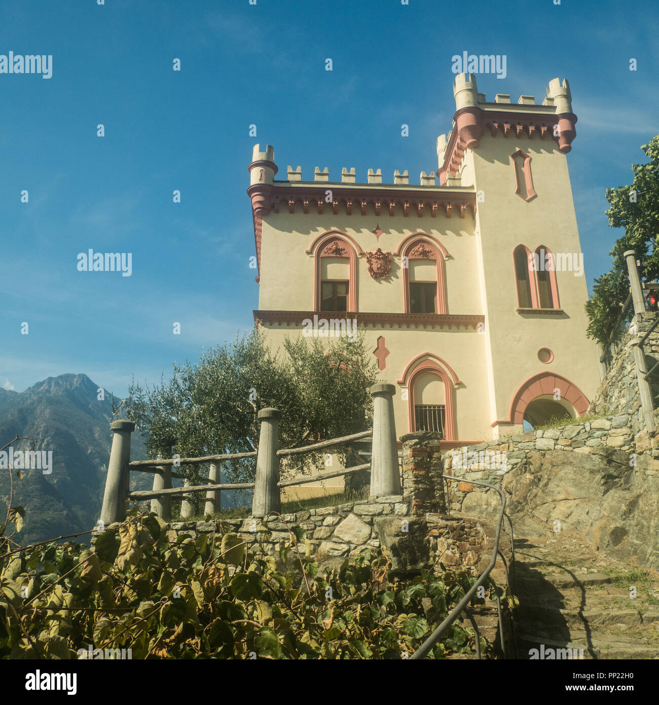 Baraing Schloss in Pont Saint Martin, Aostatal, NW Italien Stockfoto