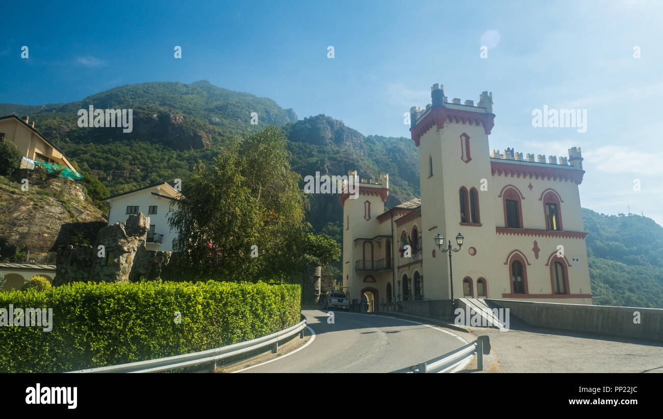 Baraing Schloss in Pont Saint Martin, Aostatal, NW Italien Stockfoto