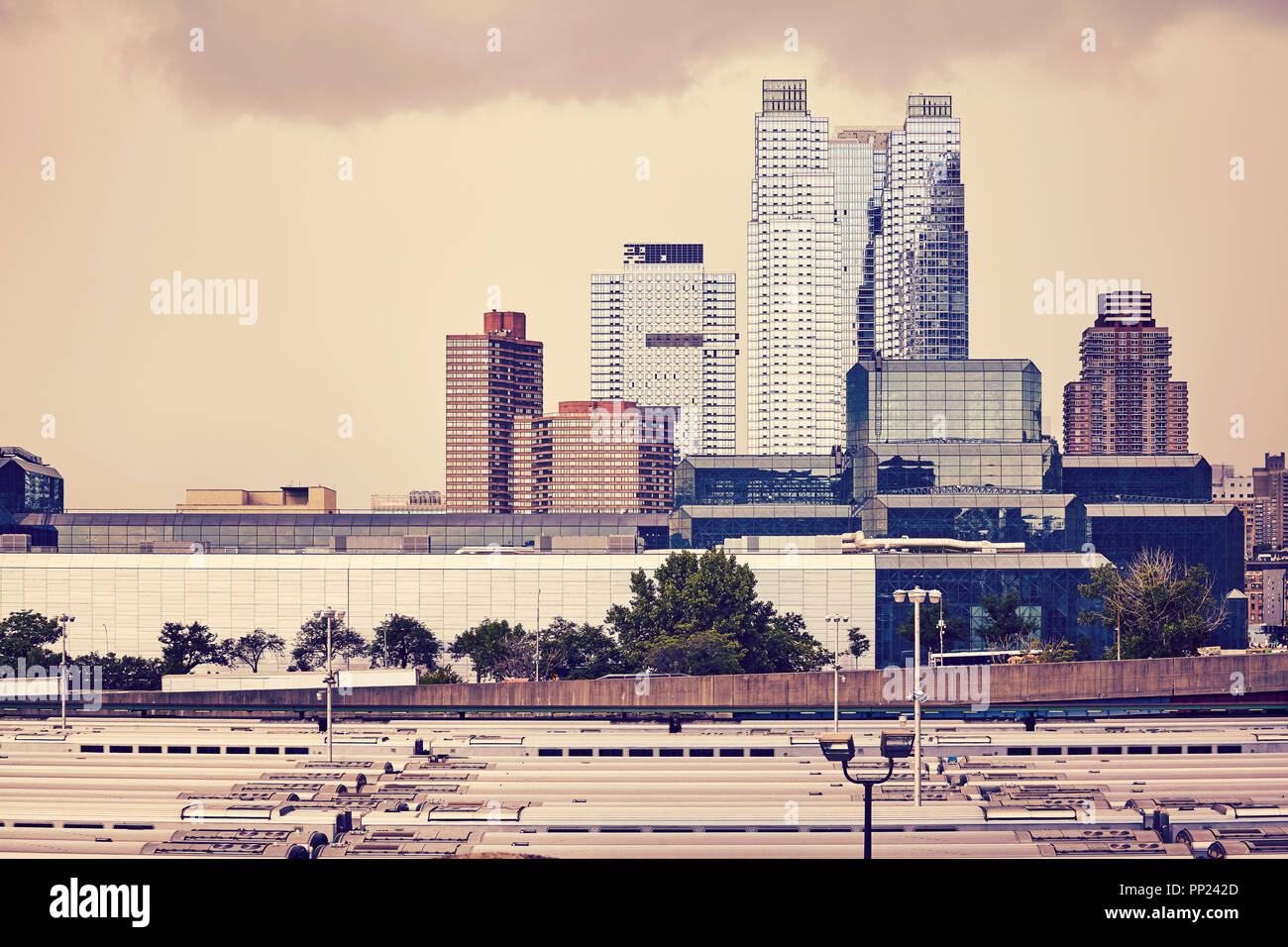 Downtown New York, Farbe getonte Bild, USA. Stockfoto