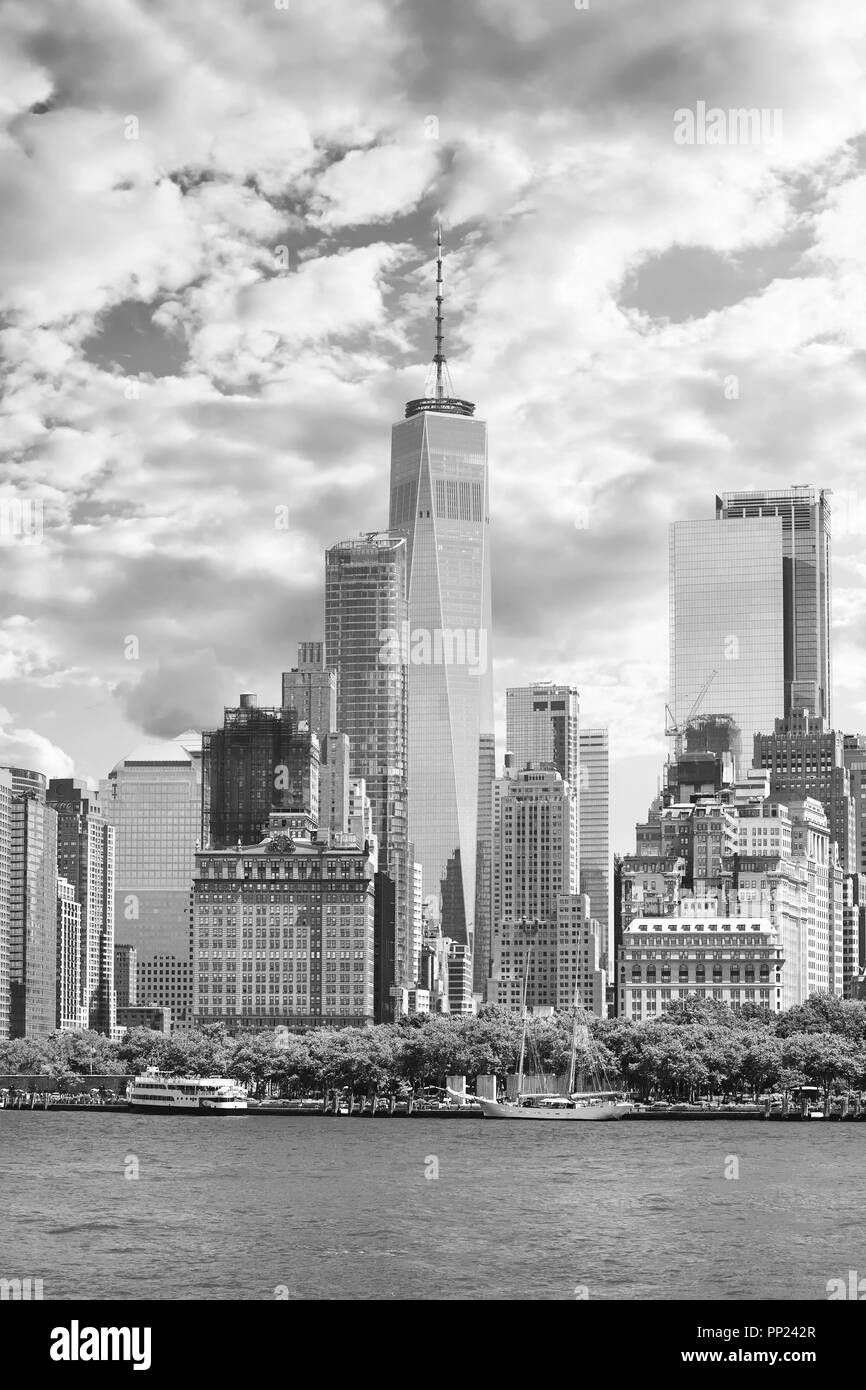 Schwarz-weiß Bild der Skyline von New York City, USA. Stockfoto
