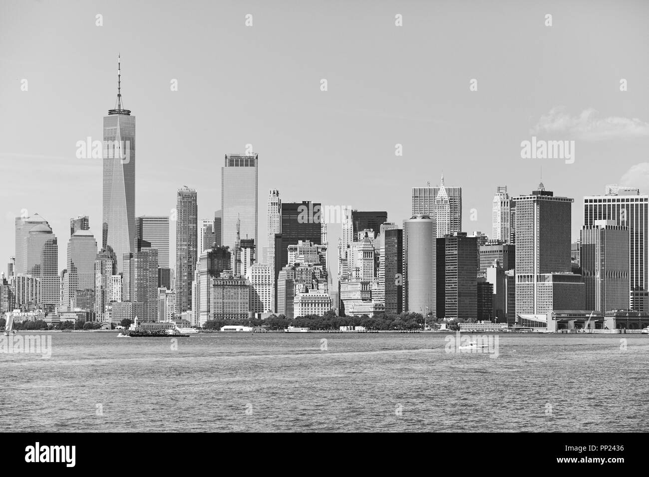 Schwarz-weiß Bild der Skyline von New York City, USA. Stockfoto