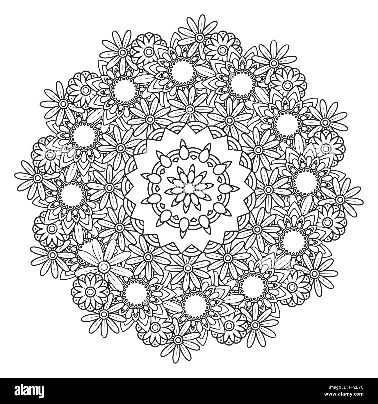 Mandala Färbung Seite Flower Design Element für Erwachsene Farbe ...