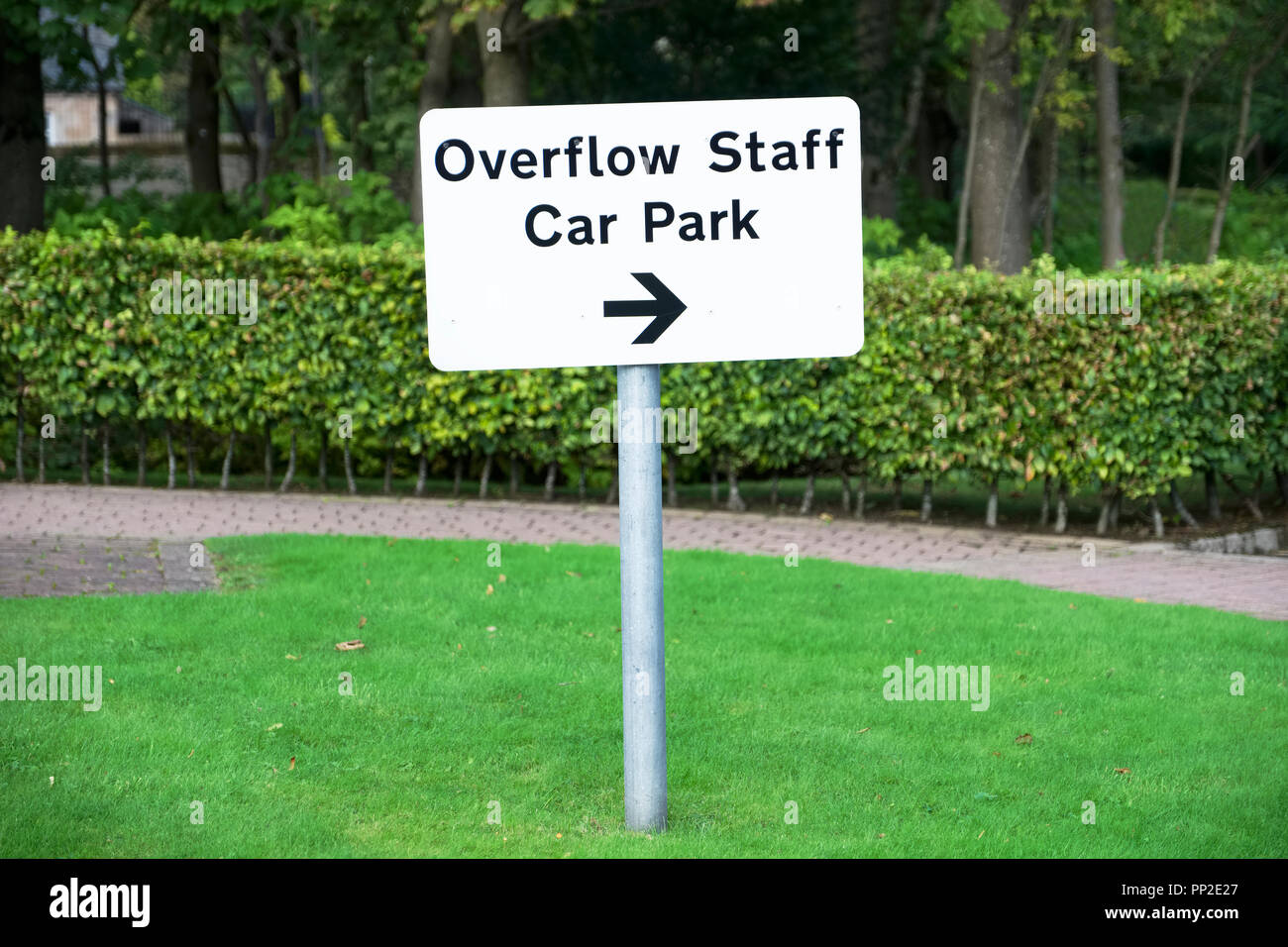Überlauf Personal Parkplatz Schild am Büro Arbeitsplatz Stockfoto