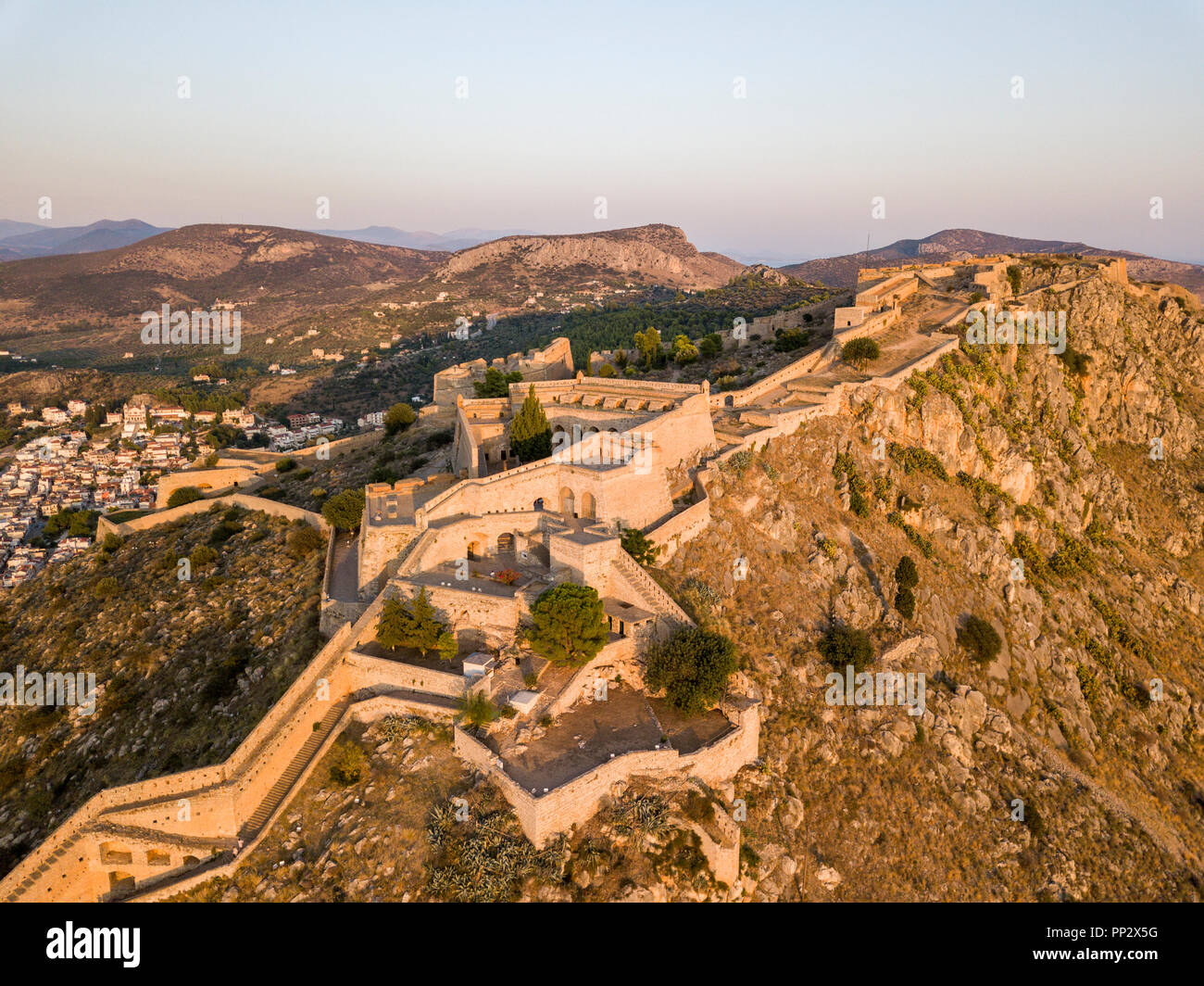 Luftaufnahme der Festung Palamidi in Nafplio Stockfoto