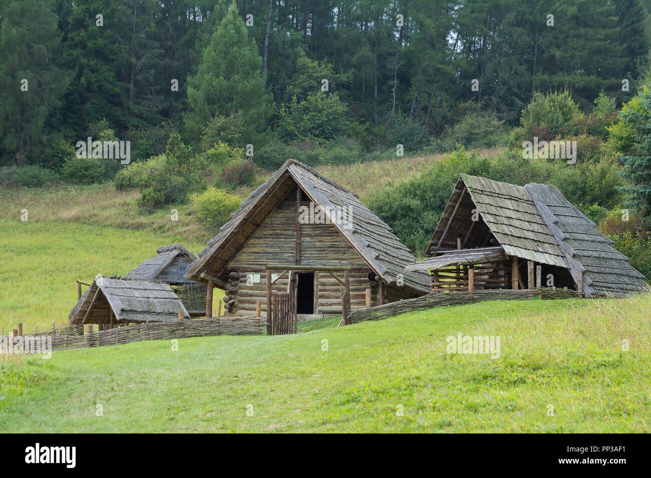Die traditionellen Holzhütten Stockfoto