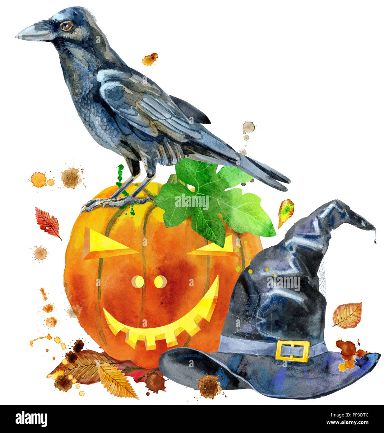 Aquarell Halloween Hand Gezeichnet Urlaub Abbildungen Auf Wei em aquarell-halloween-hand-gezeichnet-urlaub-abbildungen-auf-wei-em