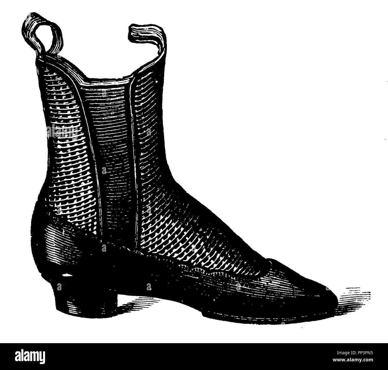 Trikot wolle Schuh mit Leder für den kalten und nassen Jahreszeit, 1905 Stockfoto